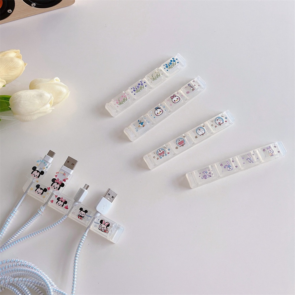 Kẹp Giữ Dây Cáp Sạc Để Bàn 1 Đầu 4 Dây Hình Động Vật Hoạt Hình Đáng Yêu