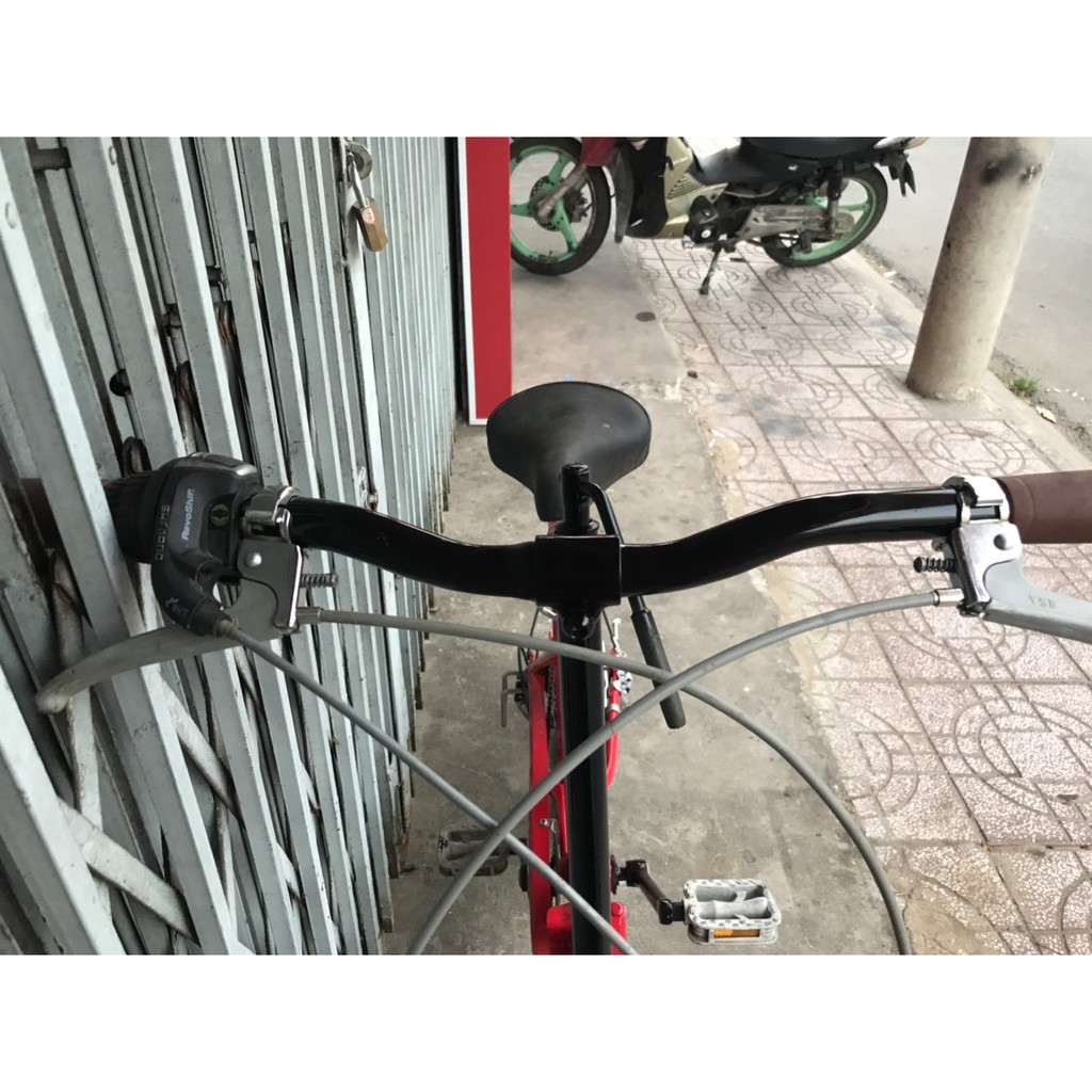 Xe đạp gấp màu đỏ cá tính bánh 20 inch, bộ truyền động nhiều tốc độ hàng Nhật bãi.