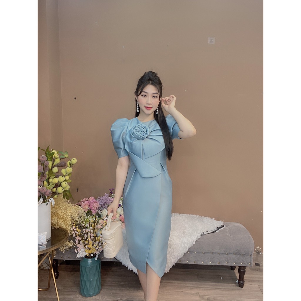 xả- Váy taffta body ngực đính hoa- 8622