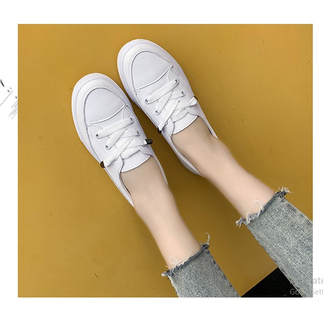 giày silipon trắng kem xinh xắn chất da pu hót trend 2021 | BigBuy360 - bigbuy360.vn