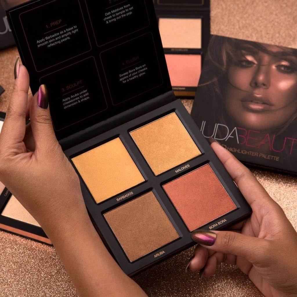 Huda Beauty- Bảng Phấn Bắt Sáng- 3D Highlighter Palette- Bronze Sands Edition 30g