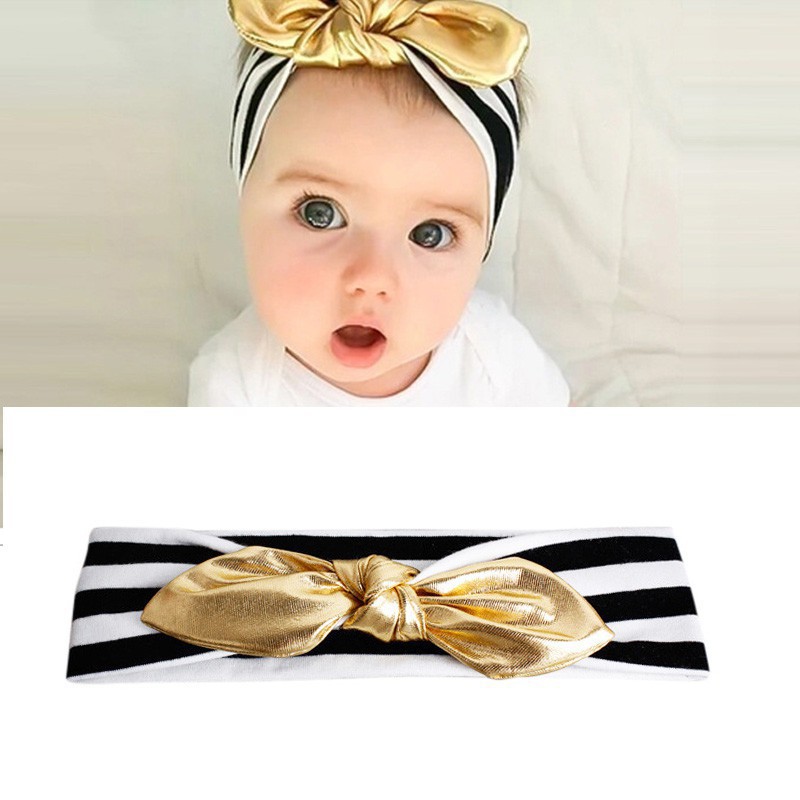Băng Buộc Đầu Cotton , Họa Tiết Chấm Bi , Màu Vàng Cho Bé