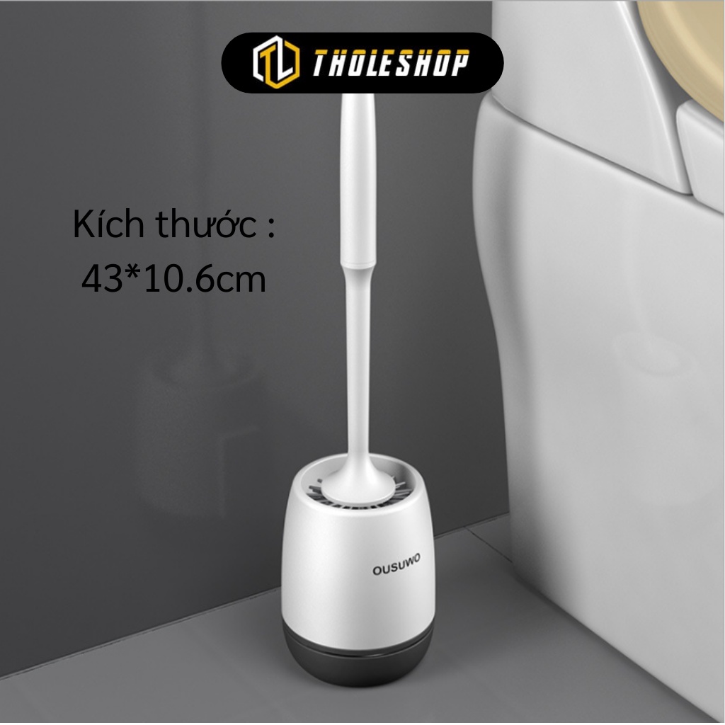 Cọ Chà Toilet - Bộ Chổi, Cọ Bồn Cầu Silicone Diệt Khuẩn Tới 90% Kèm Khay Đựng 8205