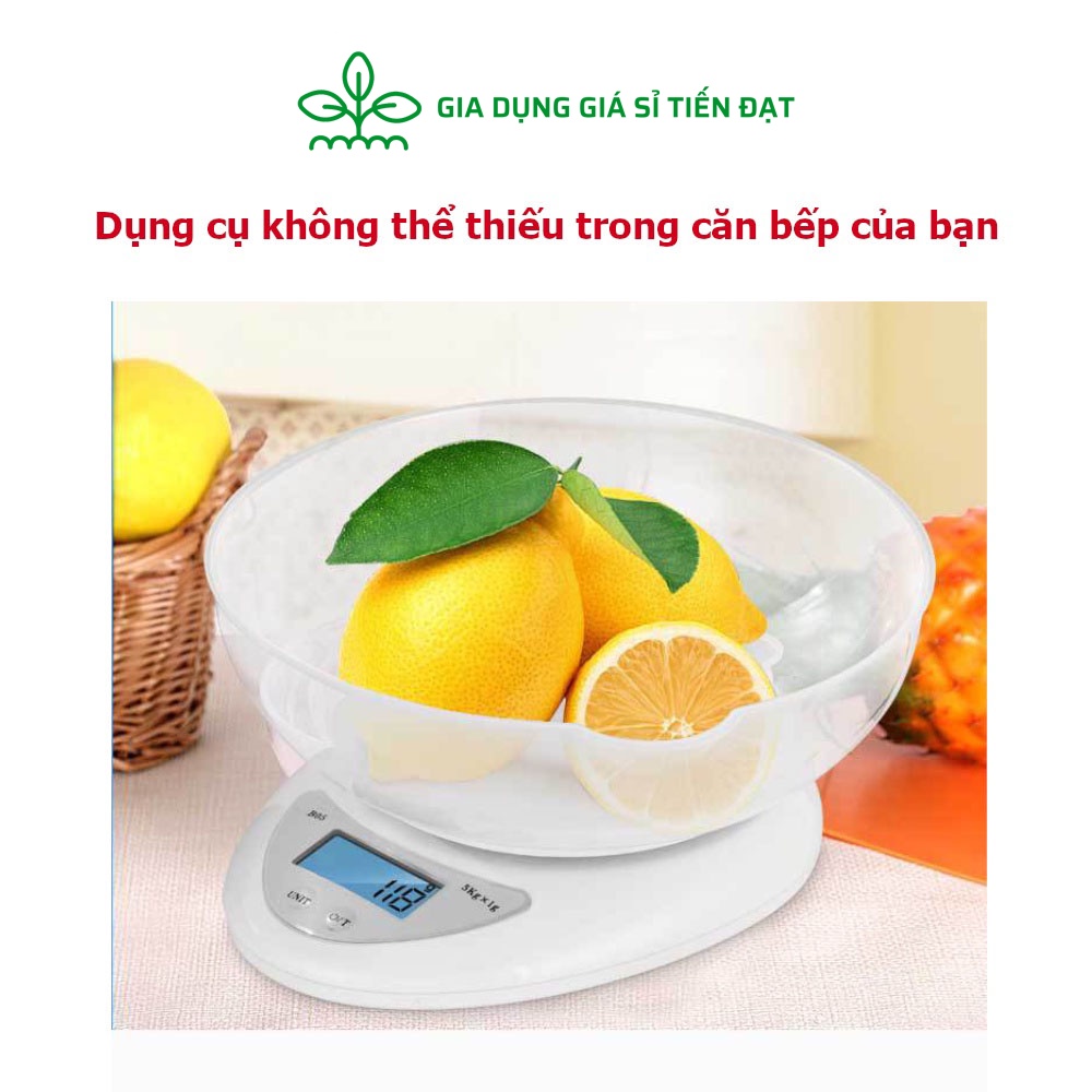 Cân tiểu ly điện tử 5kg - 1g cân làm bánh dùng trong nhà bếp tặng kèm thước đo và 2 pin aaa