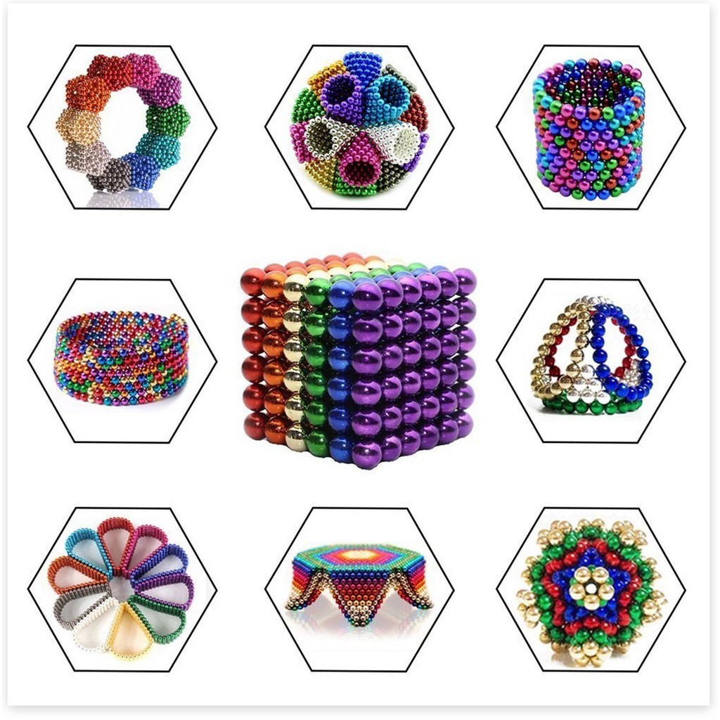 Nam châm bi 8 màu - Bucky ball 5mm (216 viên, 8 màu), Bi nam châm tròn - bucky ball 5mm 8 màu giúp tăng khả năng tư duy