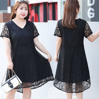 Đầm nữ dự tiệc cưới đẹp size 55Kg - 60Kg , Đầm bigsize chất ren màu đen 2 lớp giấu khuyết điểm cực tốt