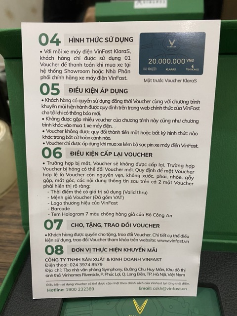 VOUCHER xe máy điện VINFAST KLARAS trị giá 20.000.000. Có giá trị từ ngày 14/11/2020 đến ngày 21/06/2021