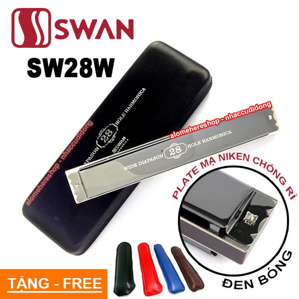 Kèn harmonica Swan Tremolo 28 Lỗ Key C Cao Cấp SW28W