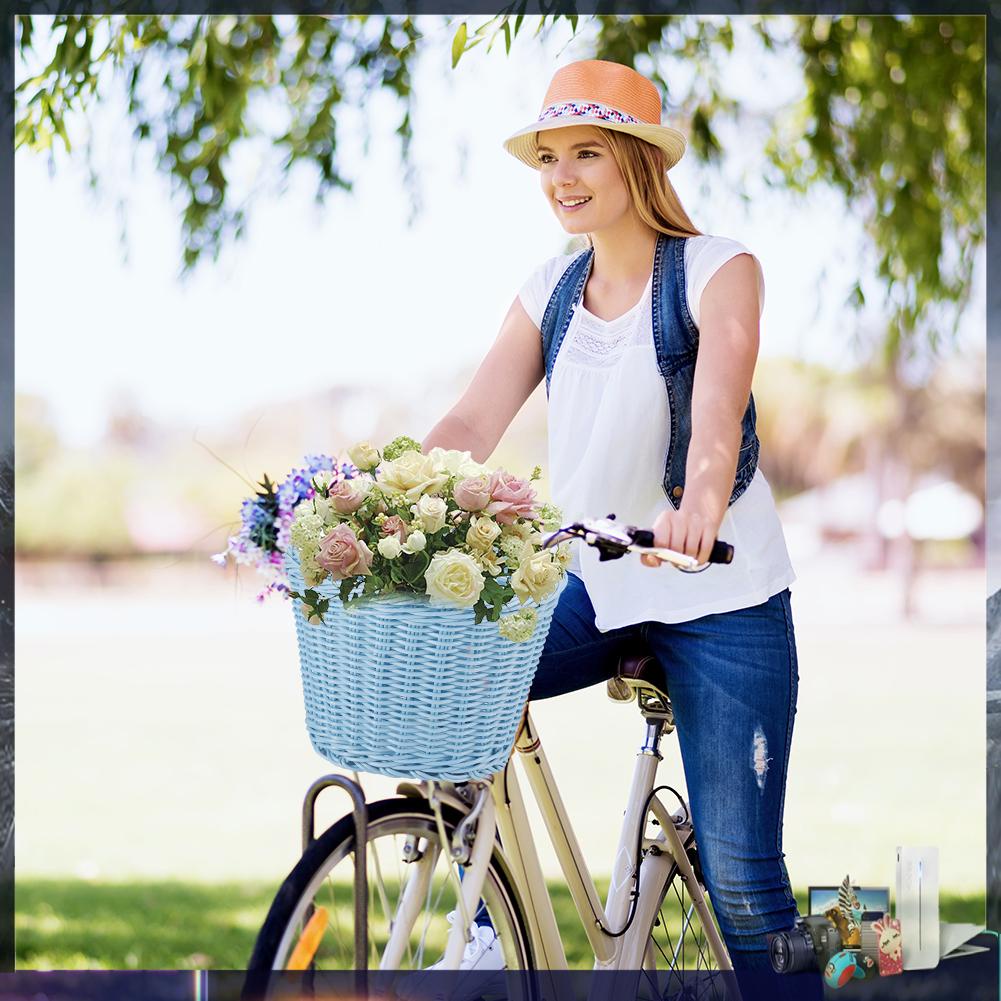 Giỏ đan mây đựng đồ gắn ghi đông xe đạp tiện lợi