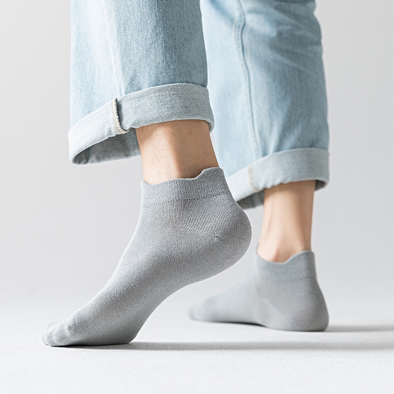 Vớ cotton ngang mắt cá chân màu trơn cho nam