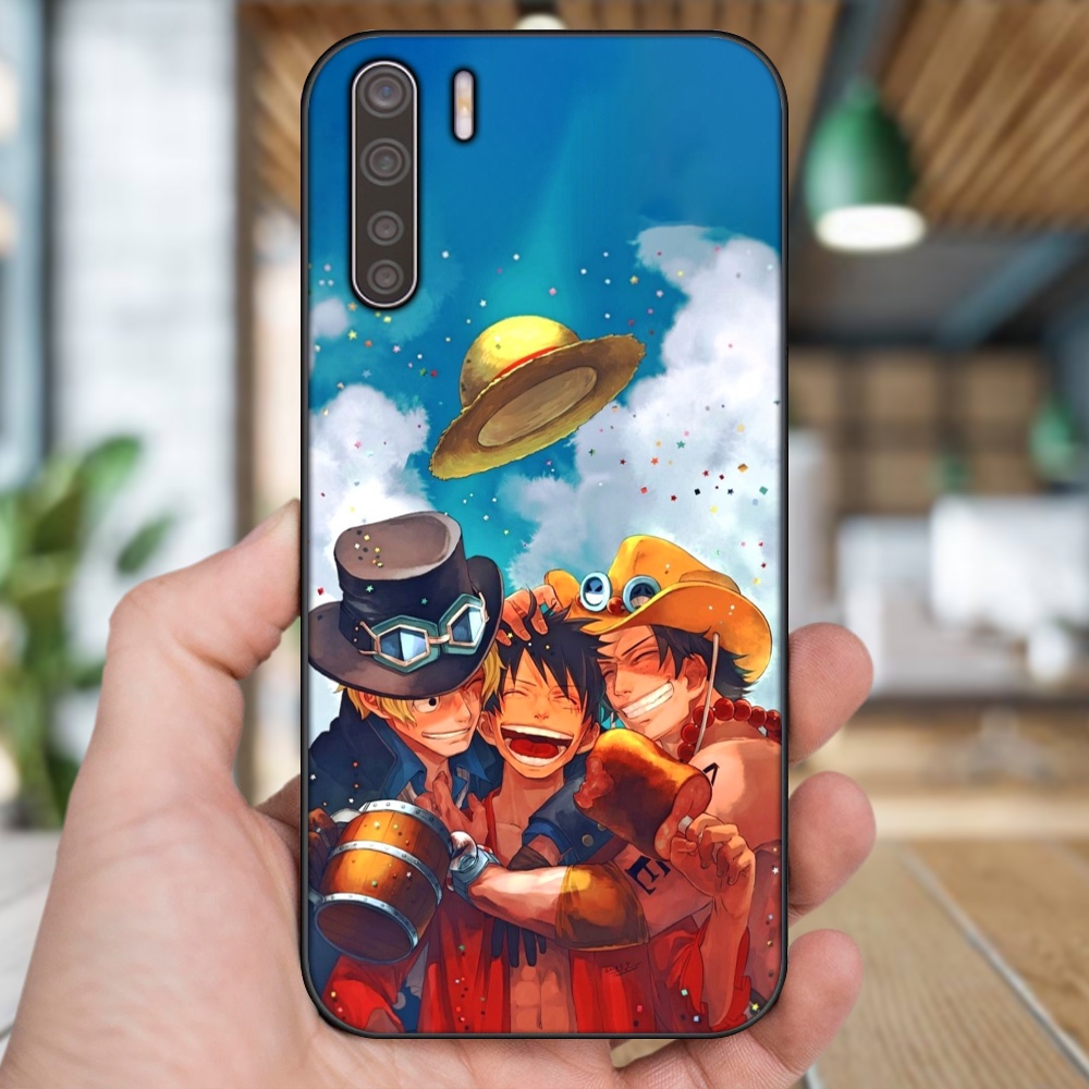 Ốp lưng Oppo A91, Reno 3 viền đen in hình Ace One Piece