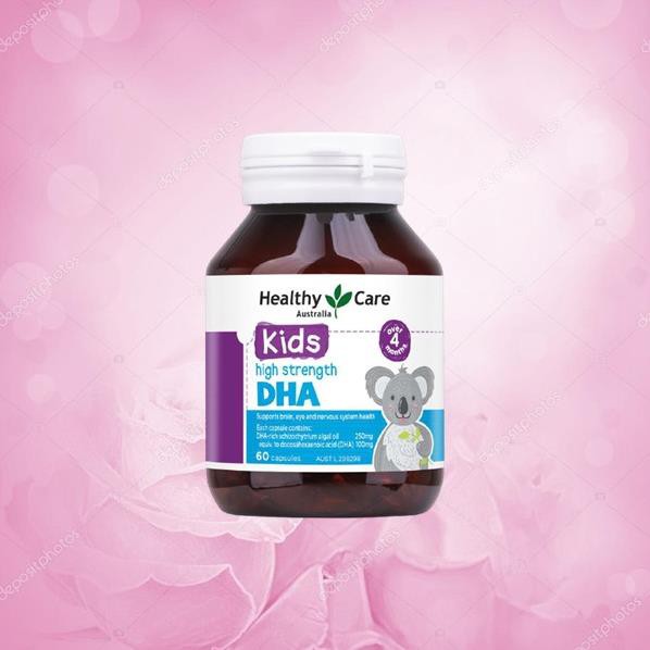 Viên uống DHA (60v) bổ sung omega-3 cho trí não bé từ 4 tháng tuối Healthy Care Kids High Strength DHA, Úc