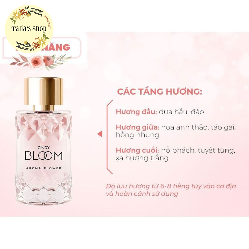 4 mùi - Nước hoa Cindy Bloom 30ml - KHÔNG HỘP