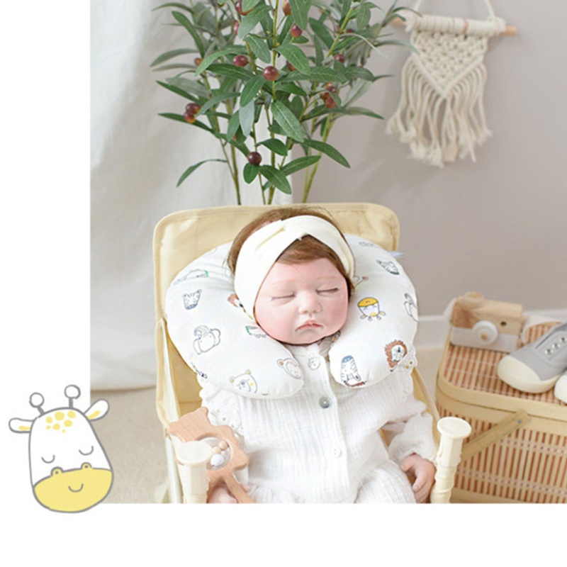Gối Kê Cổ Chữ U Vải Cotton Hai Mặt Hỗ Trợ Đầu Cho Bé Sơ Sinh