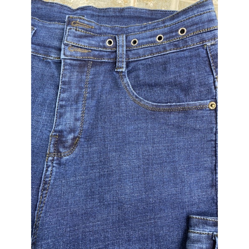 Quần Ngố Jeans Lưng Cao - Quần Lửng Co Giãn - Lưng Siêu Cao Phối Thời Trang