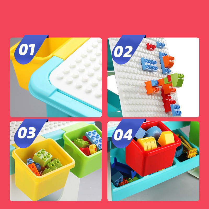 ❤ Kids Activity Table With 69/300 Pcs Big Building Blocks Compatible Dupoled Educational Children Table Large Block Toys For Girl Boy