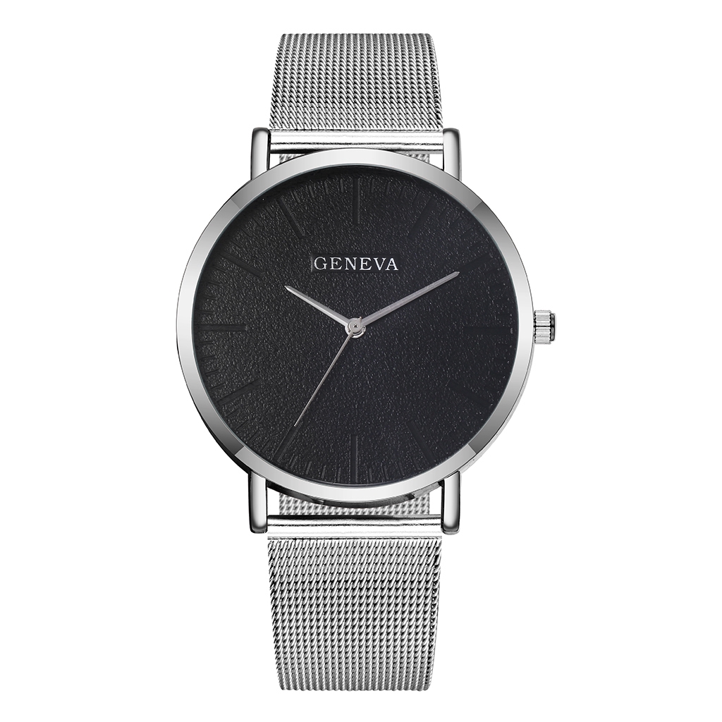 Fashion Unisex Quartz Watches Women Men Stainless Steel Mesh Band Wristwatch