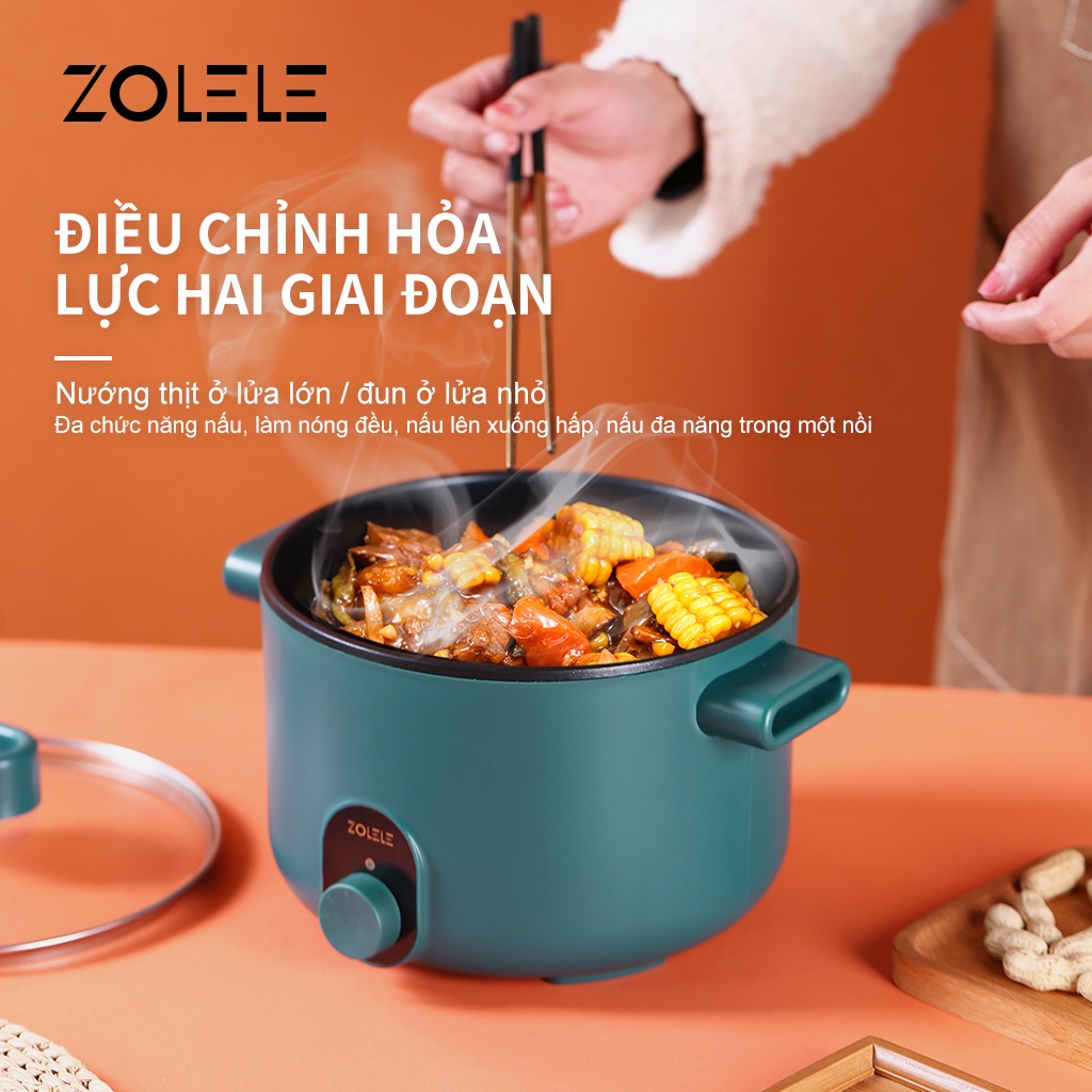 Nồi Nẩu Lẩu Điện đa năng ZOLELE ZC002 3L 600W Chất liệu chảo chống dính Nấu nhanh trong 15 phút
