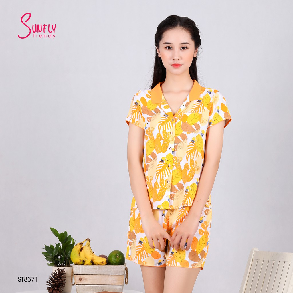 [Mã FAMALLT5 giảm 15% đơn 150k] Đồ bộ mặc nhà Sunfly, Áo cộc tay, quần đùi ST8371