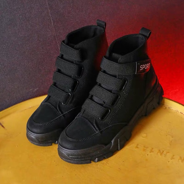 Bốt nữ cao cổ, giày boots nữ dây dán thời trang SPORT