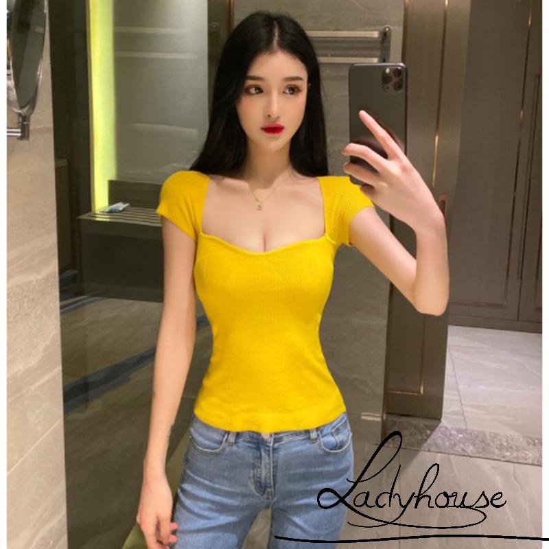 Áo thun tay ngắn màu trơn thời trang dành cho nữ