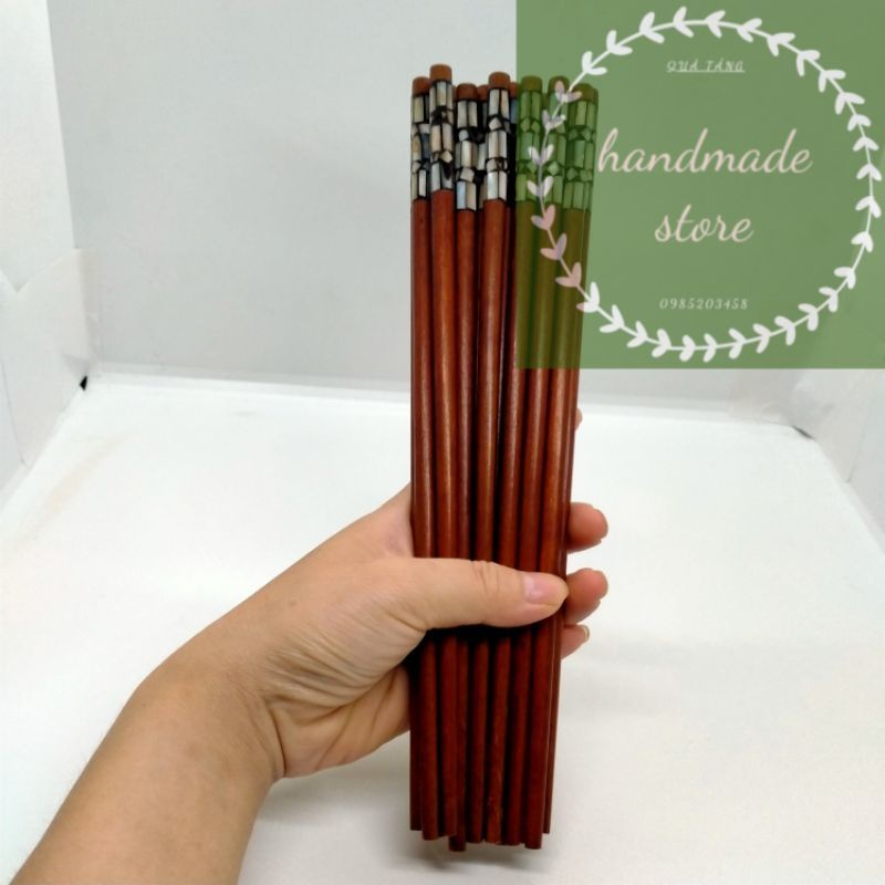 Đũa gỗ trắc đầu tròn khảm đầu trai cao cấp