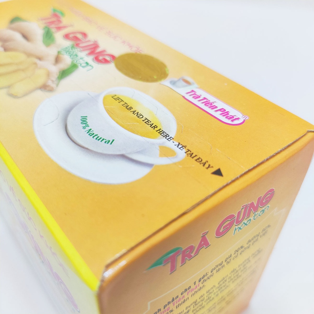 Trà Gừng Hòa Tan 200G TIẾN PHÁT (Hộp 20 Gói x 10G/Gói) Tốt Cho Hệ Tiêu Hóa, Làm Ấm Cơ Thể