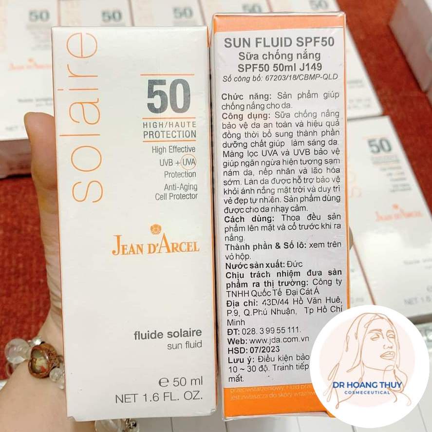 ✅ Sữa Dưỡng Chống Nắng Jean D'Arcel Sun Fluid SPF50
