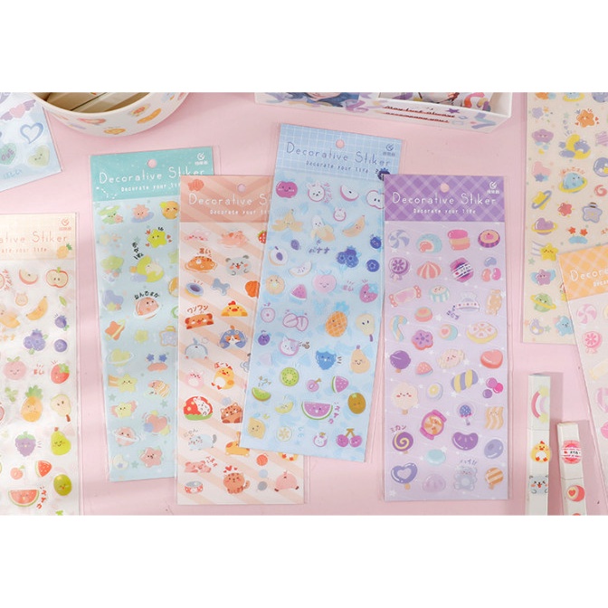 Sticker dễ thương nhiều màu sắc SK08A - Nhãn dán phong cách họa tiết cute
