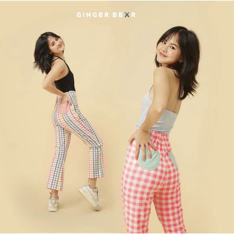 GingerBear - Quần Lửng Kẻ Caro Ống Loe - Lemon Pants