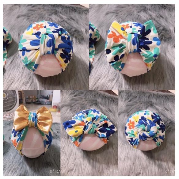 Nón turban cho bé freesize từ 5-12 ký (kèm tóc giả)
