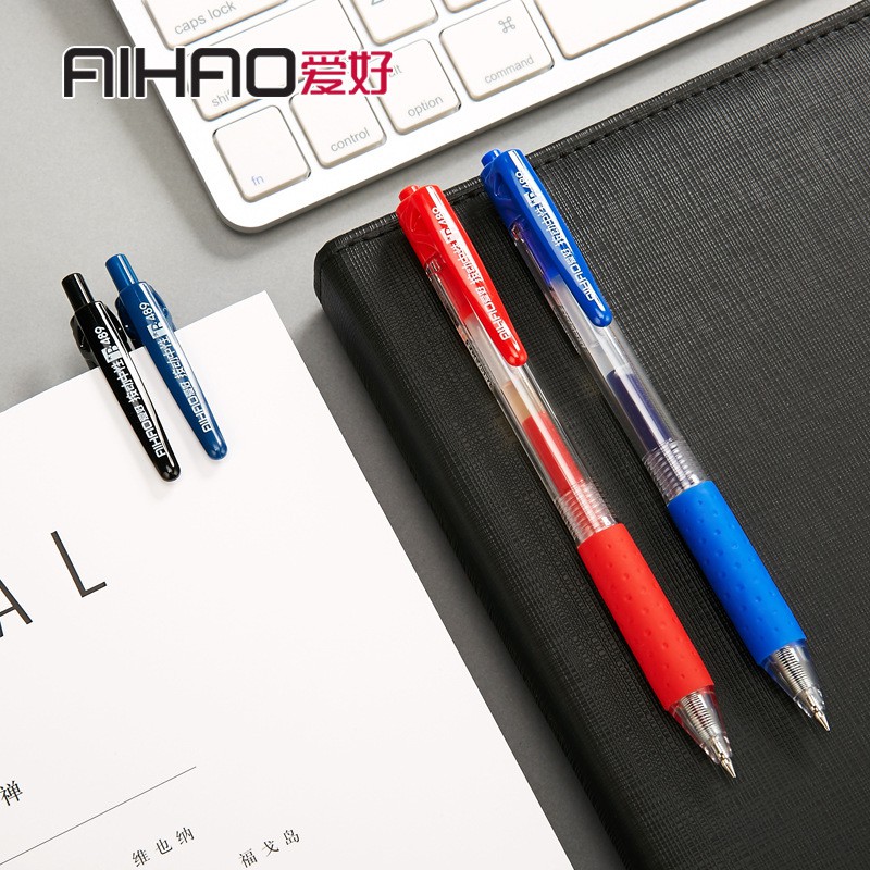 Bút Bi Bấm Mực Nước 0,5MM AiHao Có Ngòi Thay Thế,Thanh Gài Sách