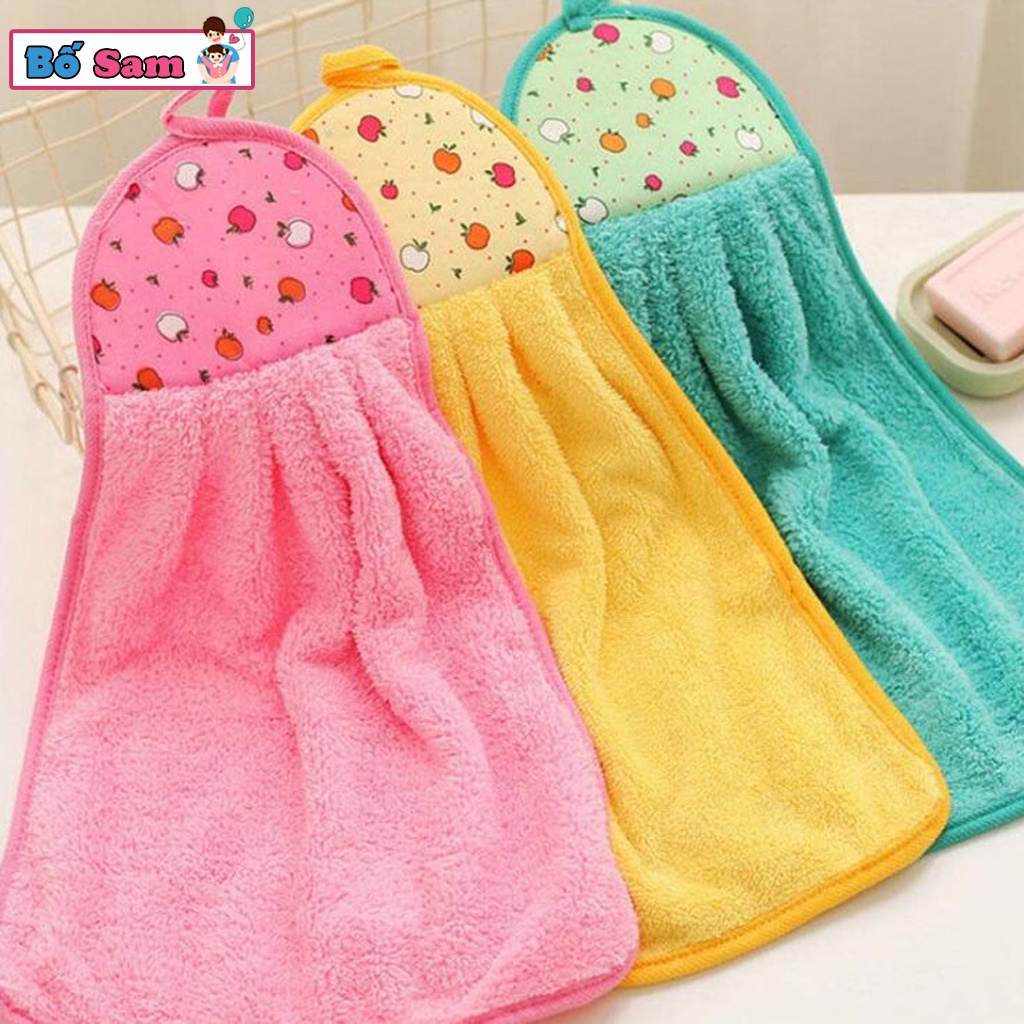 Khăn lau đa năng cotton treo tường siêu thấm nước, tiện dụng có móc treo Shop Bố Sam