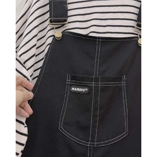 Quần yếm jeans logo dáng suông dài basic [6602]