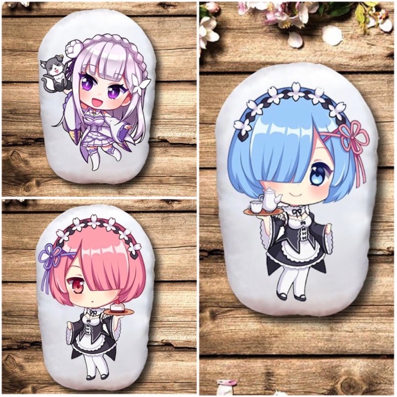 Gấu bông Re Zero Ramrem /gối ôm anime Ram Rem Ymilia