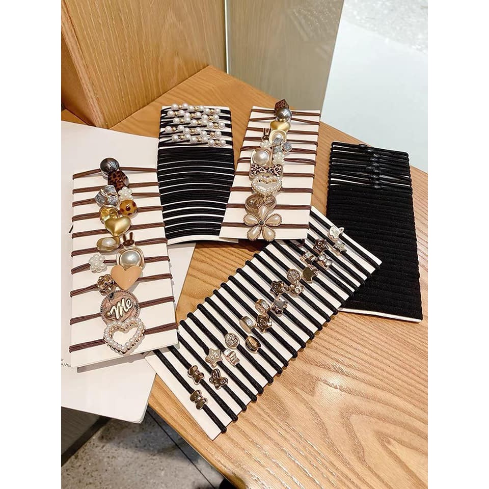 Set 60 dây buộc tóc, chun buộc tóc Hàn Quốc nhiều mẫu siêu xinh