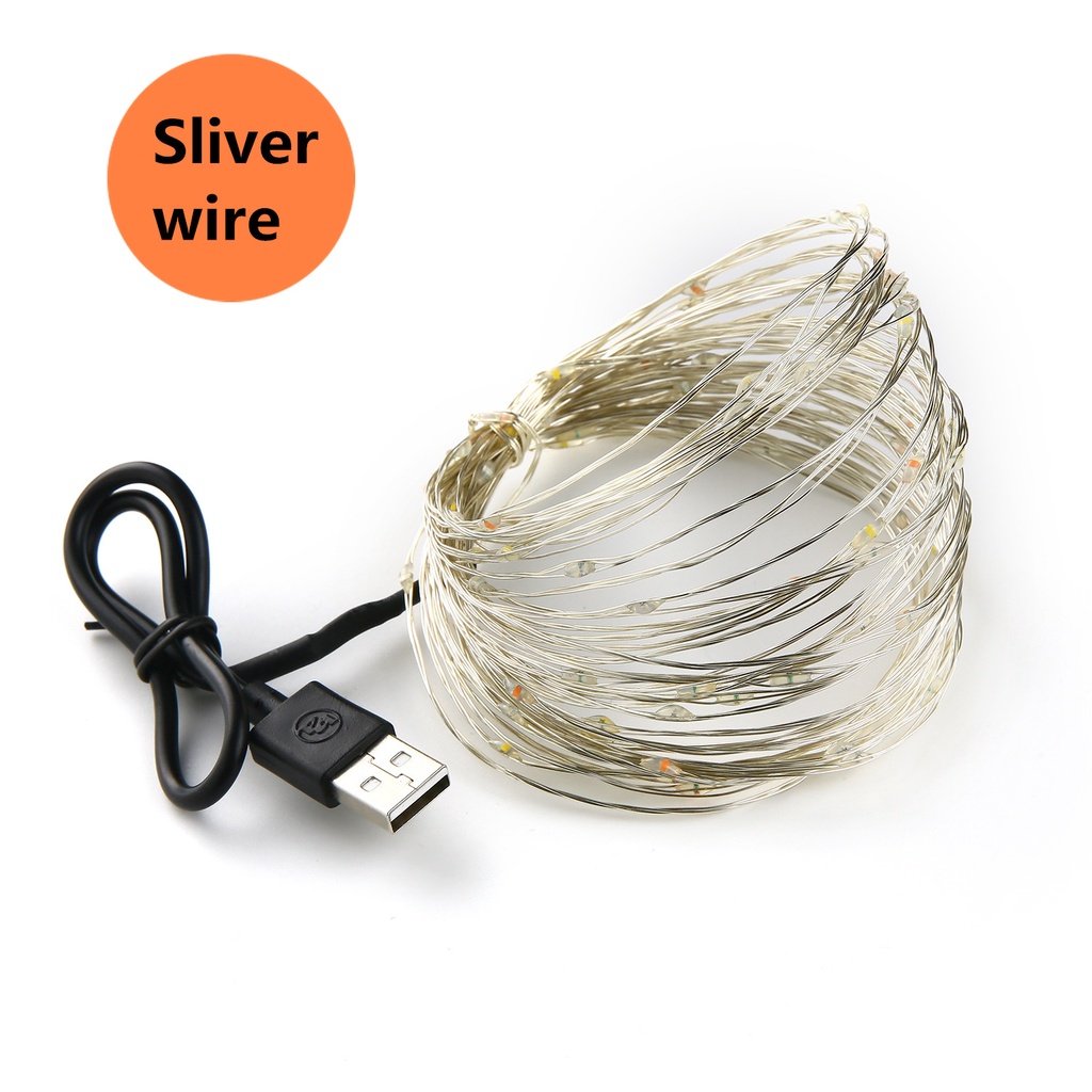 Dây đèn LED 20/ 50/ 100 bóng DC 5v 2/ 5/ 10m chống thấm nước trang trí giáng sinh