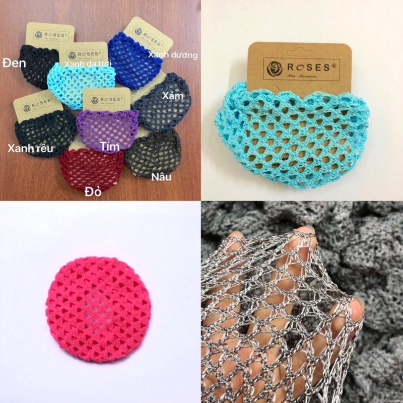 Set 2Lưới búi tóc nhiều màu ROSES Hair Accessories
