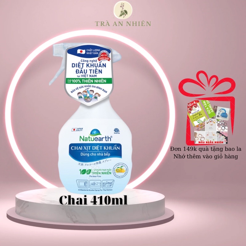 Chai xịt diệt khuẩn Natuearth 100% thành phần từ thiên nhiên chai 410ml
