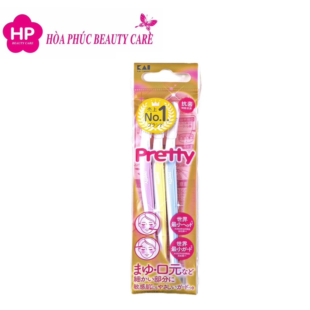 Dao Cạo Lông Mày Cán Dài Kai Pretty 000GA0053 Dành Cho Nữ (Set 3 cây)