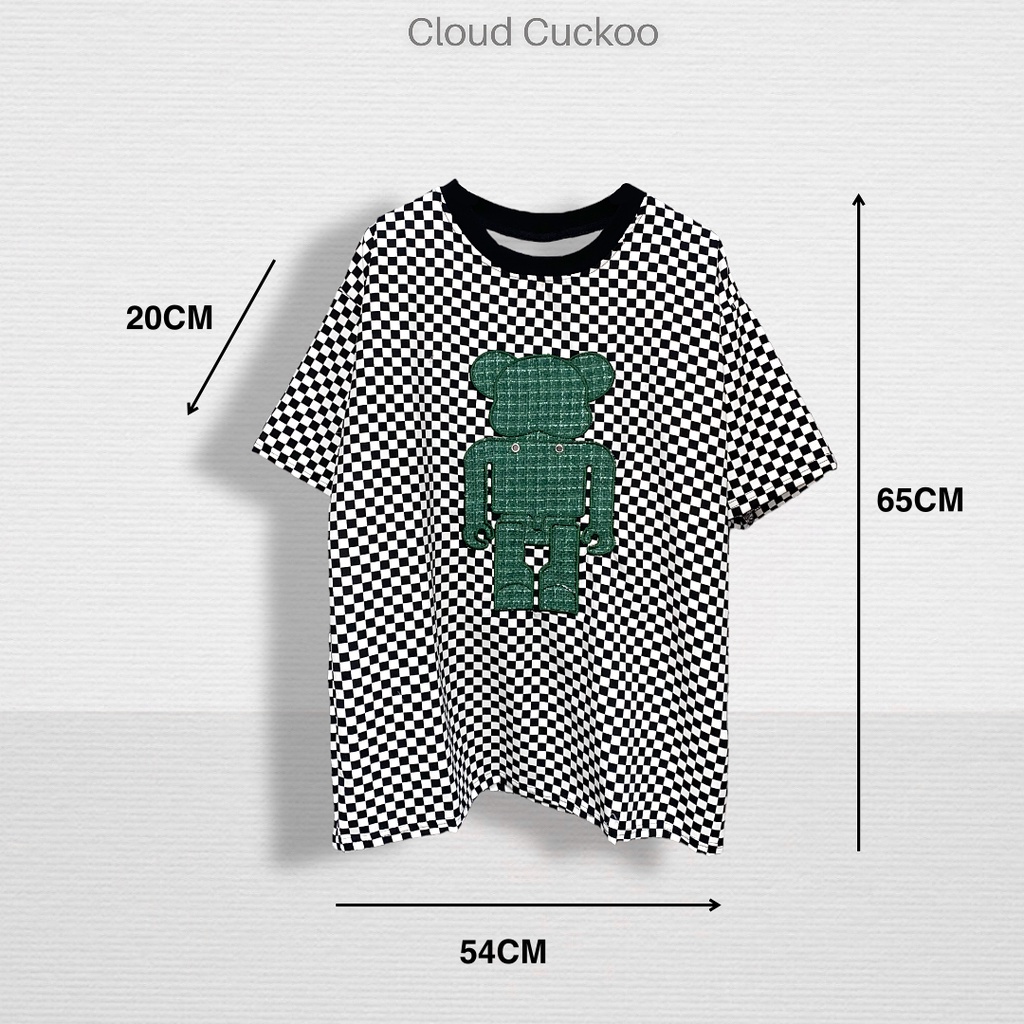 Áo Thun Kẻ Caro Ô Vuông Thêu Nổi Hình Bear Brick Chất Lượng Cao Chất Cotton Gân Tăm Công Nghệ Mới - Mã Số: P31086