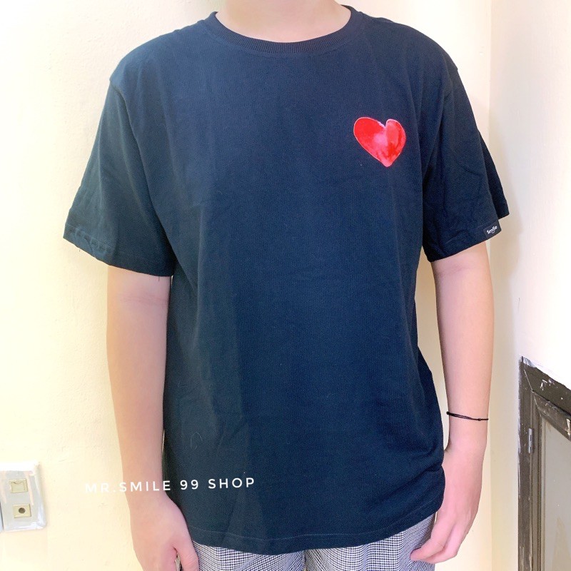 [Hình Thật] Áo Thun Basic Trái Tim Nam Nữ Tay Lỡ Form rộng Unisex Mr.Smile 99 Shop
