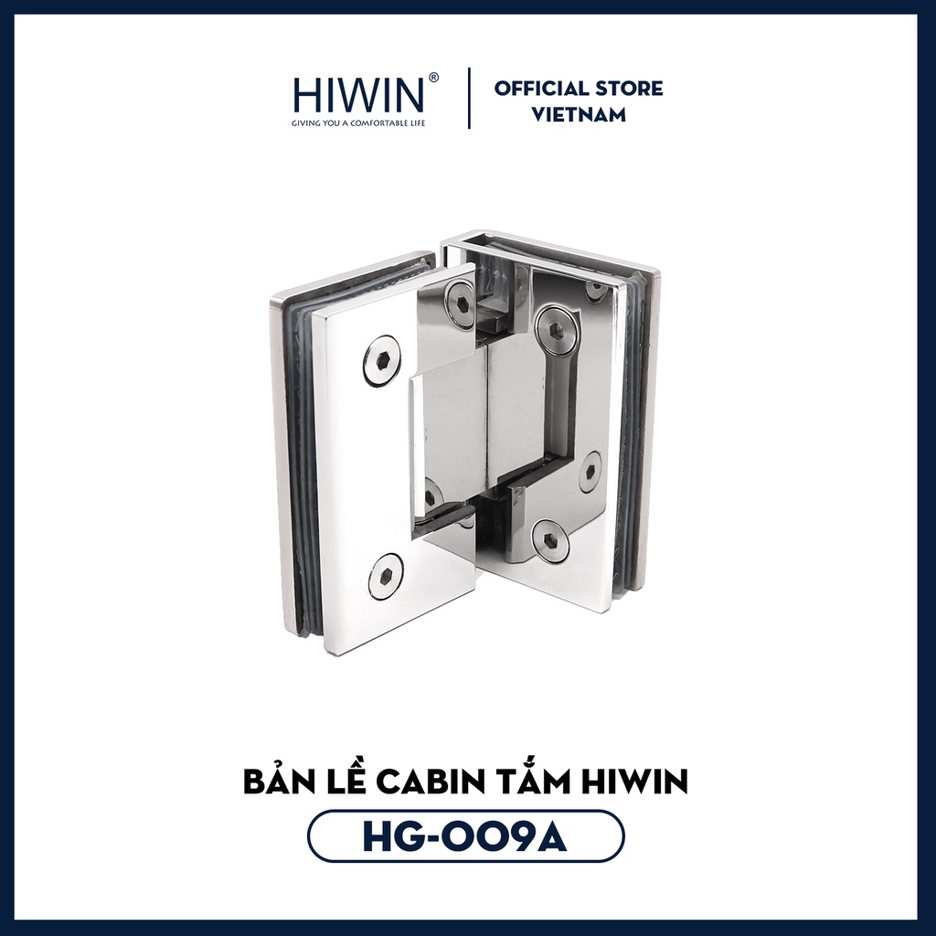 Bản lề cabin tắm 90 độ kính kính inox 304 Hiwin HG-009A (dày 5mm)