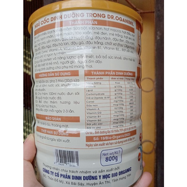 Sữa hạt DR.OGANIMIL 800g từ các loại hạt dinh dưỡng cao