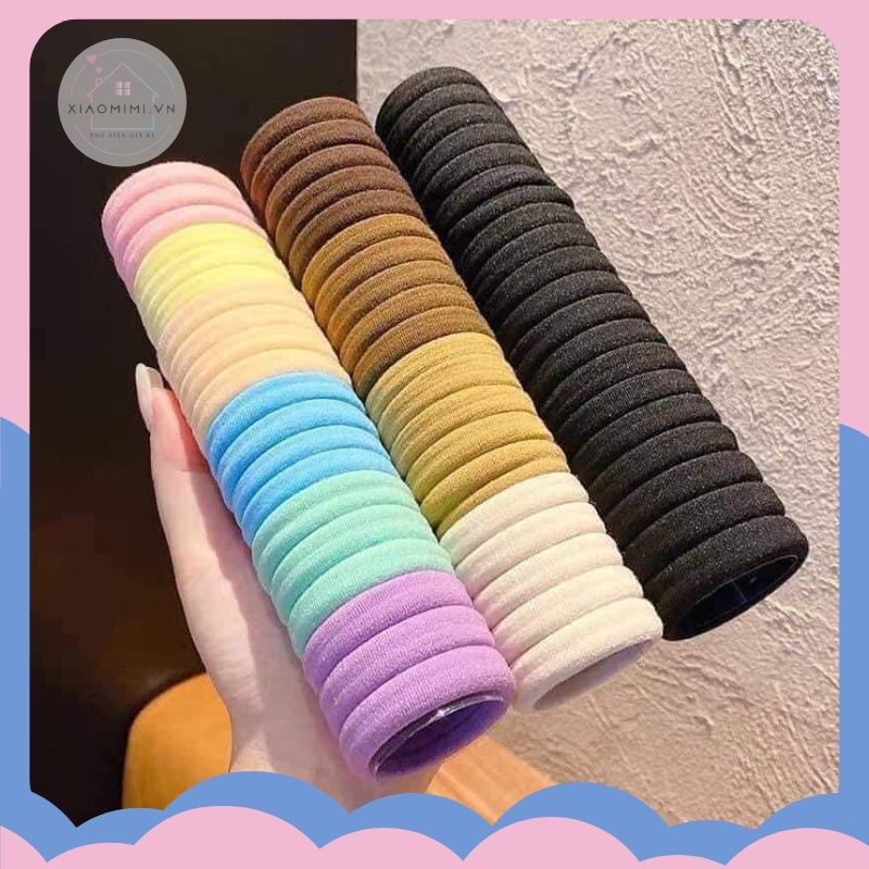 Set 20 chun buộc tóc ống trơn nhiều màu sắc đa dạng