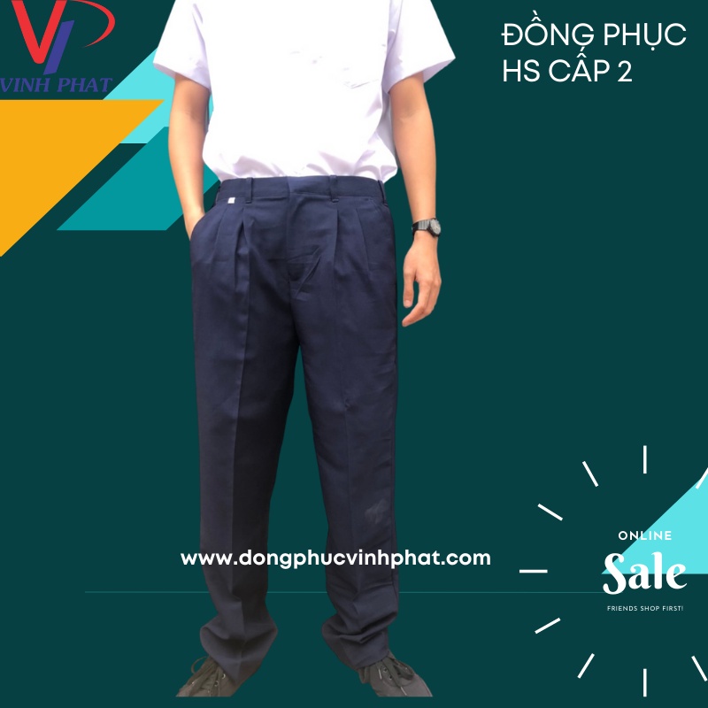 Quần Tây Đi Học Nam Cấp 2,3 Màu Xanh Đen Quần Học Sinh Đủ Size - Vĩnh Phát