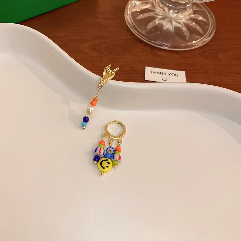 Bông tai hình mặt cười đáng yêu phong cách bất đối xứng cho nữ