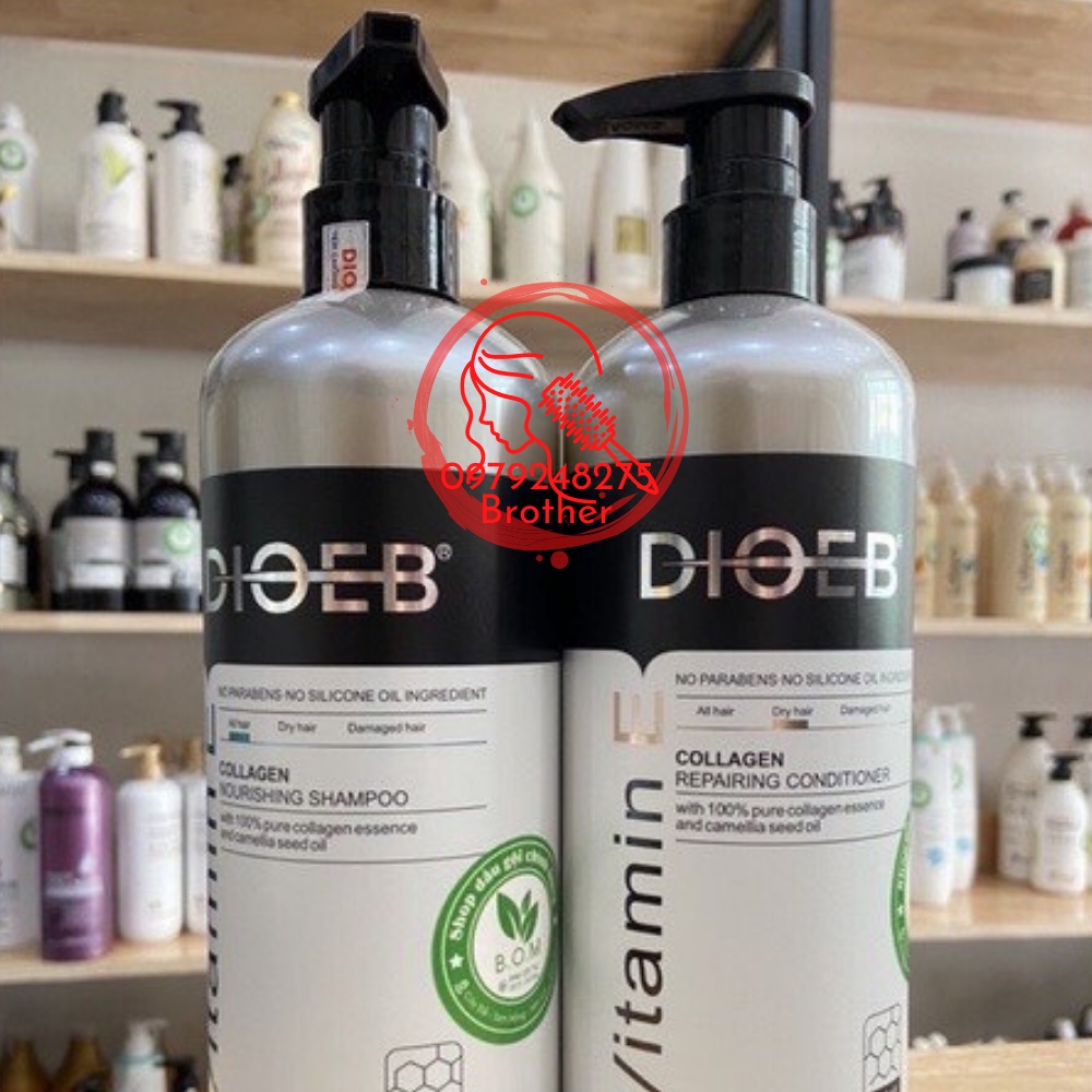 Cặp Dầu Gội Xả Dioeb Vitamin E Collagen 800ML - Phục Hồi Tóc Hư Tổn, Chống Rụng, Kích Thích Mọc Tóc