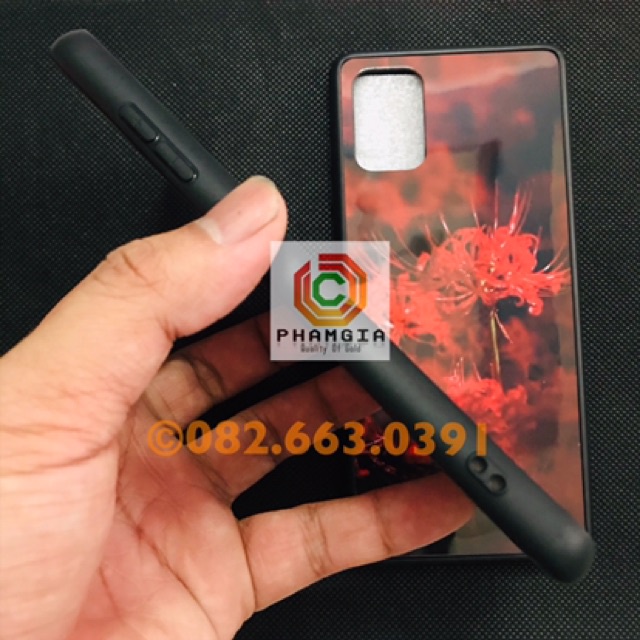 ỐP lưng kính Samsung A51/ A71 hoa bỉ ngạn sáng bóng, chống bể, chống vân tay