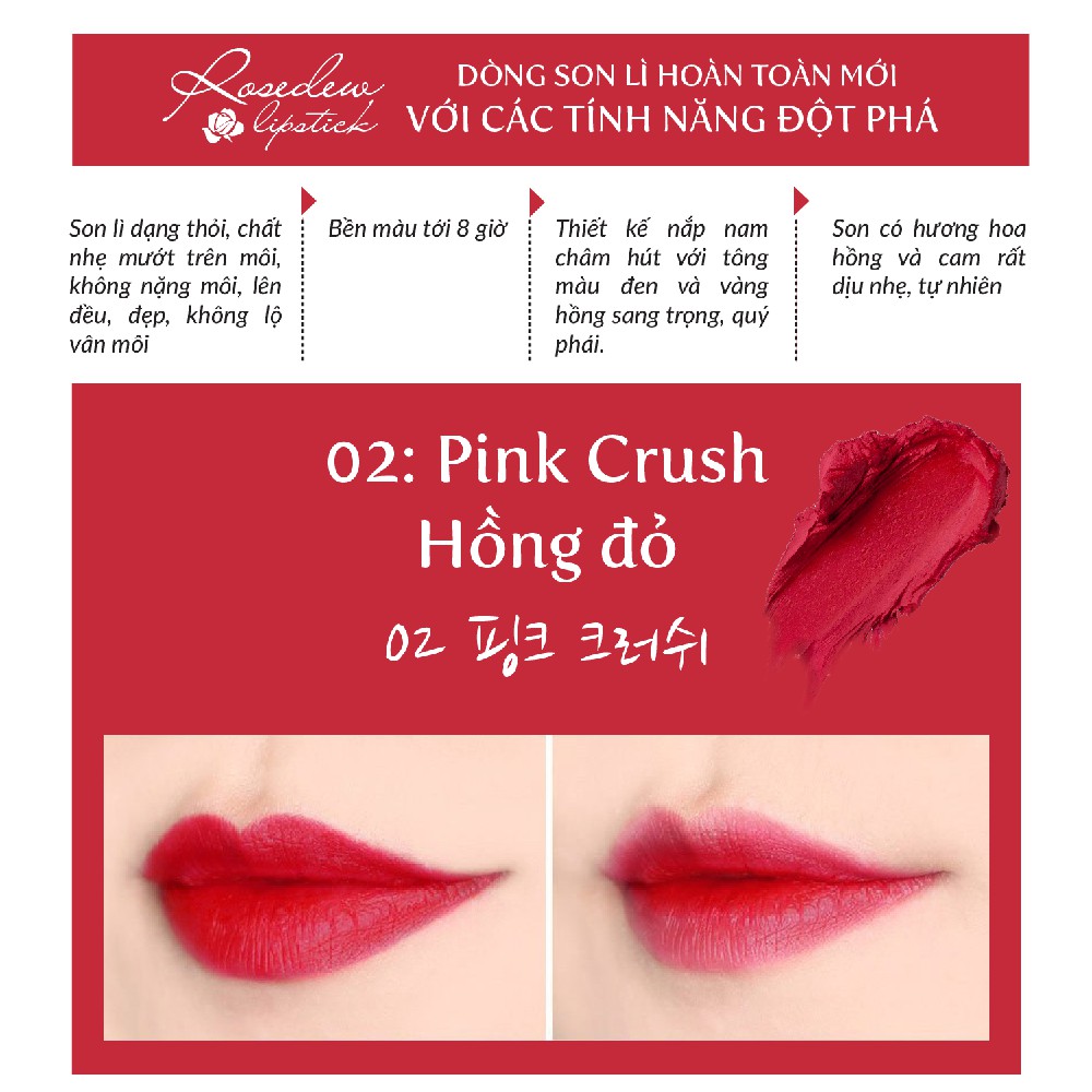 Son Lì Không Trôi BEAUSKIN Rosedew Matte Creamy Lipstick 02 3.5g - BMML0201210